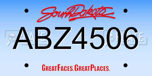 ABZ4506 South Dakota License Plate