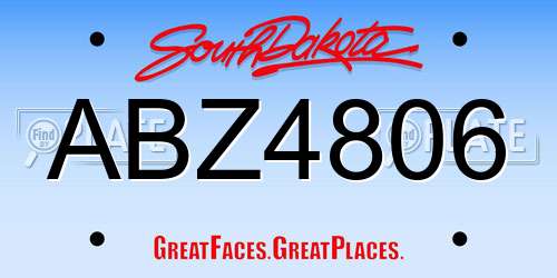 ABZ4806 South Dakota License Plate