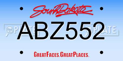 ABZ552 South Dakota License Plate