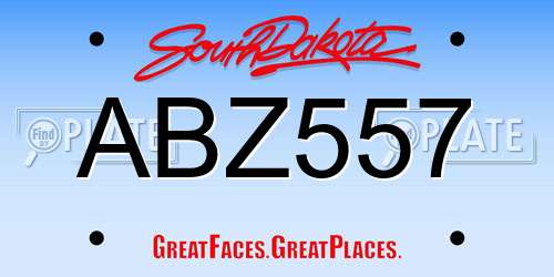 ABZ557 South Dakota License Plate
