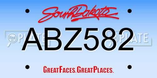 ABZ582 South Dakota License Plate