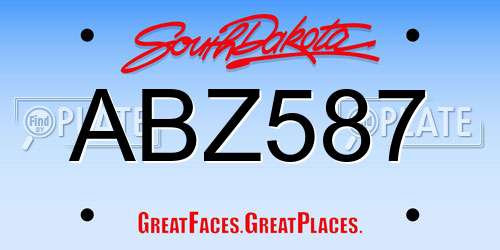 ABZ587 South Dakota License Plate