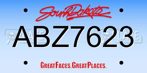 ABZ7623 South Dakota License Plate
