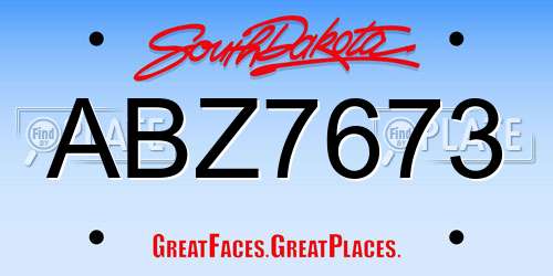 ABZ7673 South Dakota License Plate