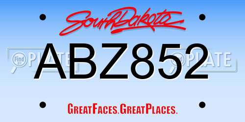 ABZ852 South Dakota License Plate