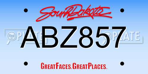 ABZ857 South Dakota License Plate