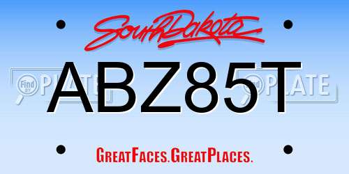 ABZ85T South Dakota License Plate