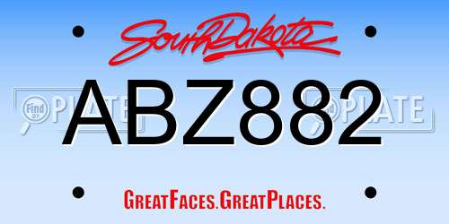 ABZ882 South Dakota License Plate
