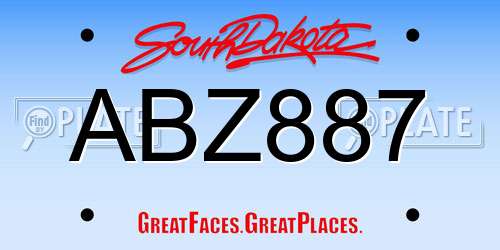ABZ887 South Dakota License Plate
