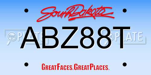 ABZ88T South Dakota License Plate