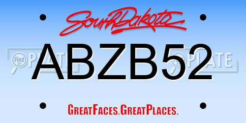ABZB52 South Dakota License Plate