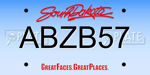 ABZB57 South Dakota License Plate