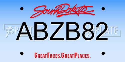 ABZB82 South Dakota License Plate