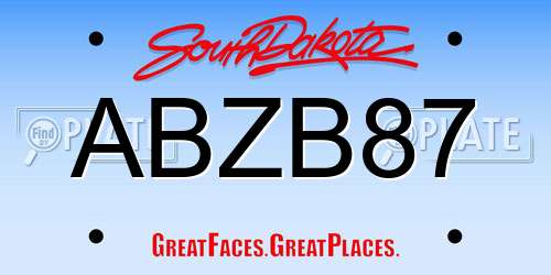 ABZB87 South Dakota License Plate