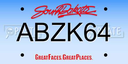 ABZK64 South Dakota License Plate