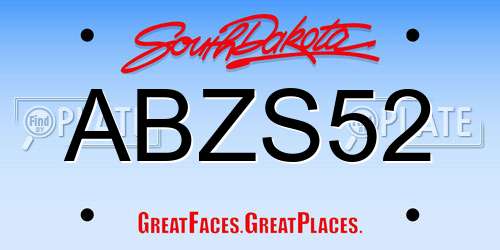 ABZS52 South Dakota License Plate