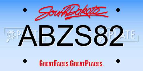 ABZS82 South Dakota License Plate