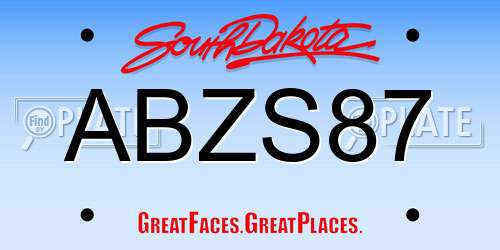 ABZS87 South Dakota License Plate