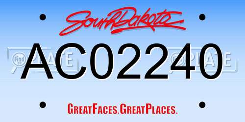 AC02240 South Dakota License Plate
