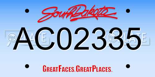 AC02335 South Dakota License Plate