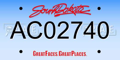 AC02740 South Dakota License Plate