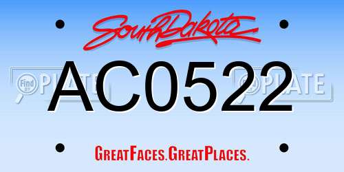 AC0522 South Dakota License Plate