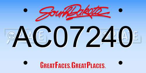 AC07240 South Dakota License Plate