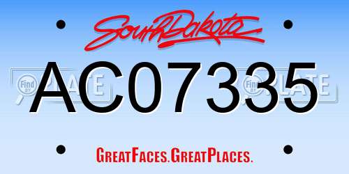 AC07335 South Dakota License Plate
