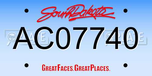AC07740 South Dakota License Plate