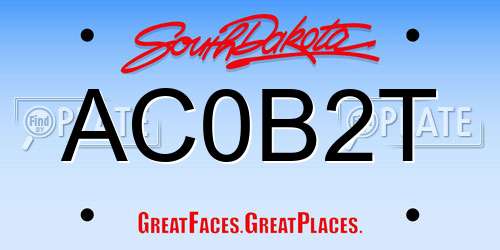 AC0B2T South Dakota License Plate