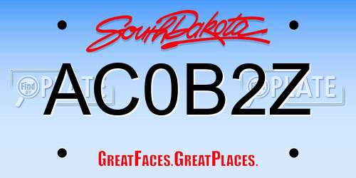 AC0B2Z South Dakota License Plate