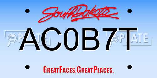 AC0B7T South Dakota License Plate