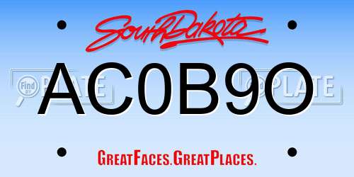 AC0B9O South Dakota License Plate