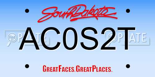 AC0S2T South Dakota License Plate