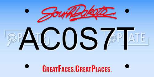 AC0S7T South Dakota License Plate