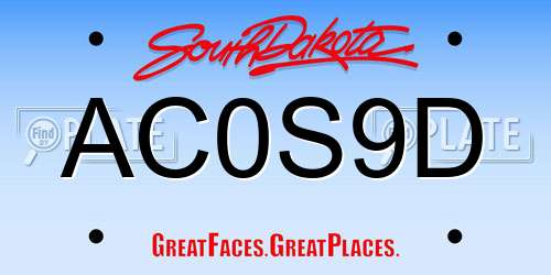 AC0S9D South Dakota License Plate