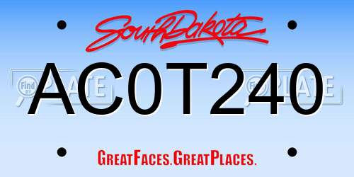 AC0T240 South Dakota License Plate
