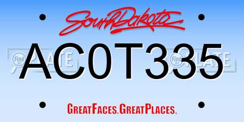 AC0T335 South Dakota License Plate