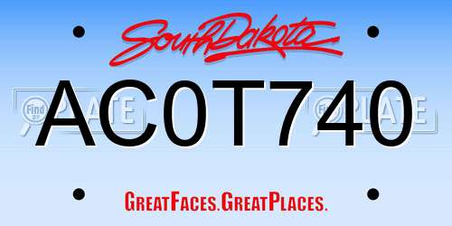 AC0T740 South Dakota License Plate