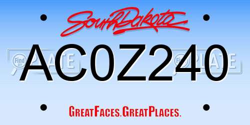 AC0Z240 South Dakota License Plate