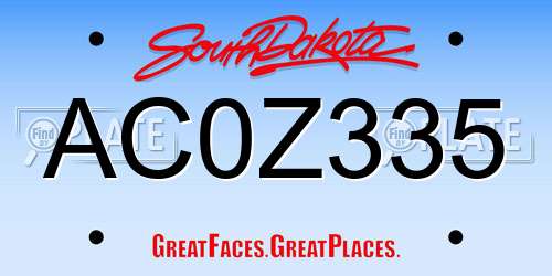 AC0Z335 South Dakota License Plate