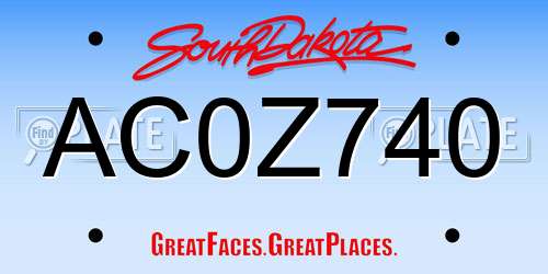 AC0Z740 South Dakota License Plate