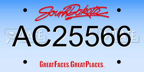 AC25566 South Dakota License Plate