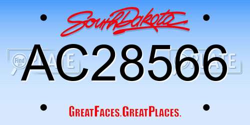 AC28566 South Dakota License Plate