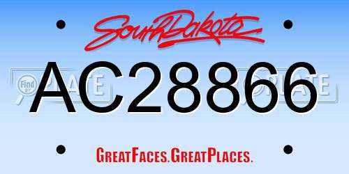 AC28866 South Dakota License Plate