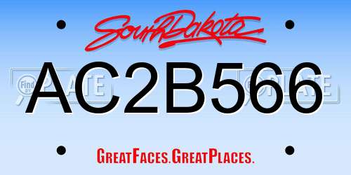 AC2B566 South Dakota License Plate
