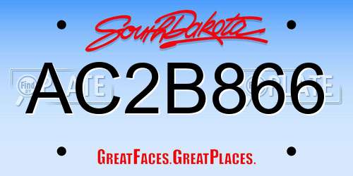 AC2B866 South Dakota License Plate