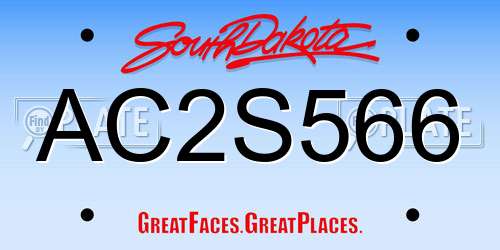 AC2S566 South Dakota License Plate