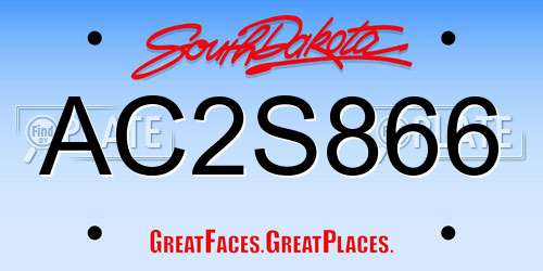 AC2S866 South Dakota License Plate