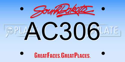 AC306 South Dakota License Plate